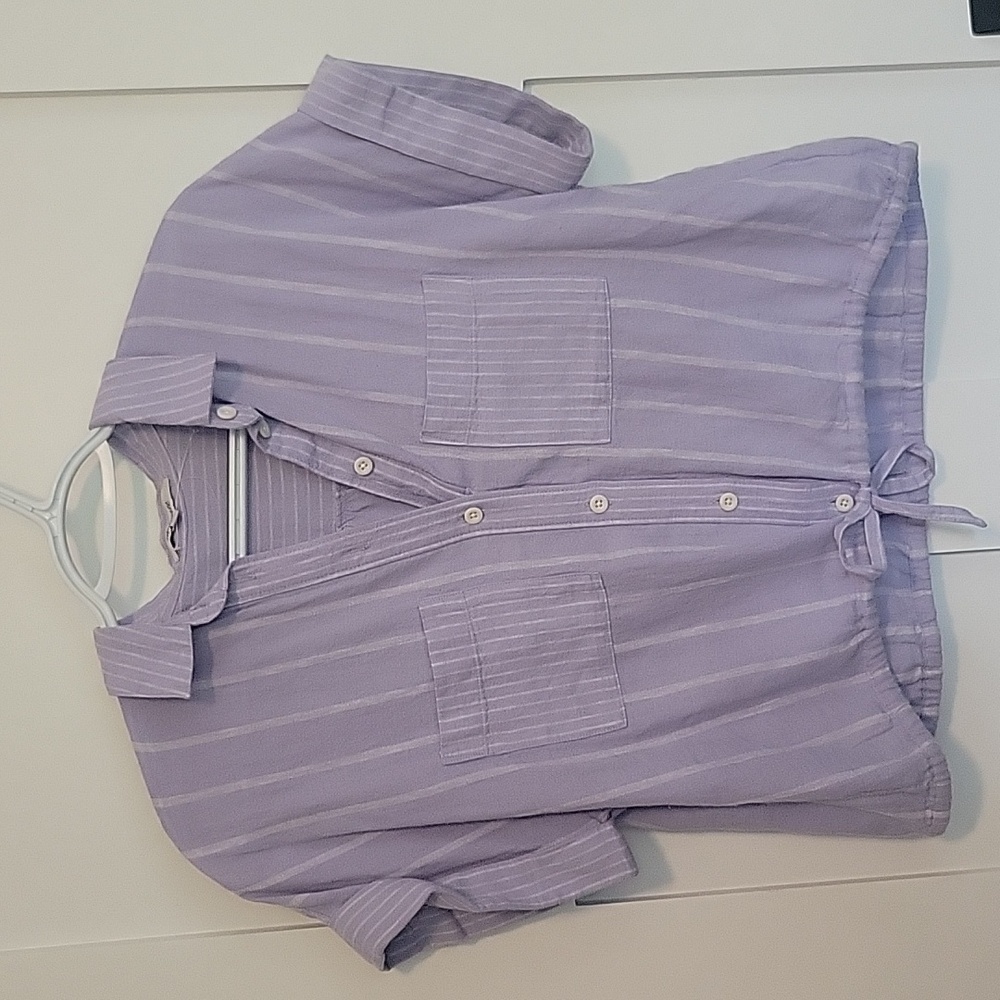 Madewell Linen Blend Button up Shirt, XS, Blue and White stripes